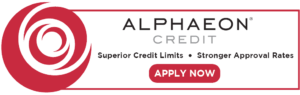 Alphaeon Credit Apply Now graphic and button